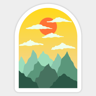 Minimalist Abstract Nature Art #25 Window Looking on to Warm Mountains and Sun Sticker